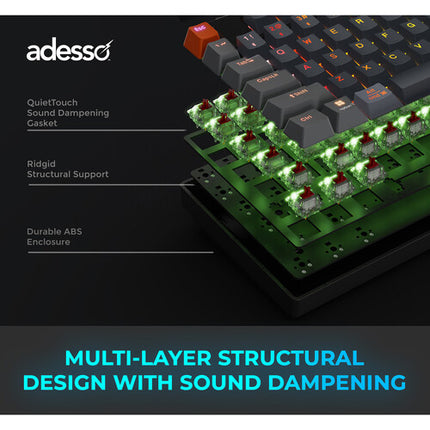 Adesso EasyTouch 1300 Teclado Mecánico Inalámbrico RGB 3000mAh