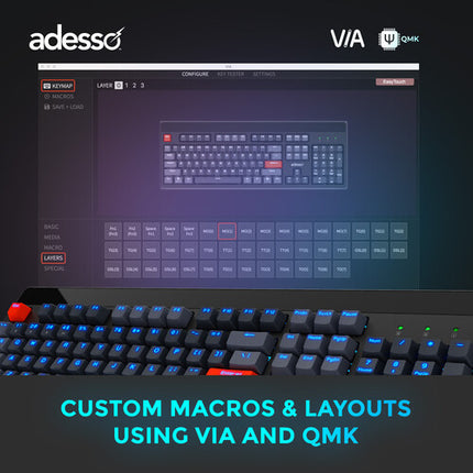 Adesso EasyTouch 1300 Teclado Mecánico Inalámbrico RGB 3000mAh