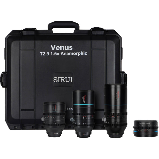 Sirui Venus T2.9 Kit de lentes anamórficas 35 75 150mm Full Frame con adaptador 1.25x y estuche rígido