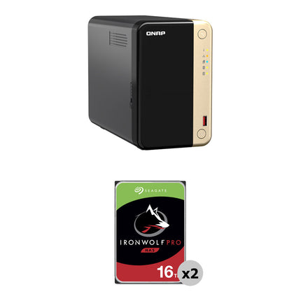 QNAP TS-264 NAS 2 Bahías 32TB 2x16TB 7200 rpm SATA III SSD M.2 PCIe