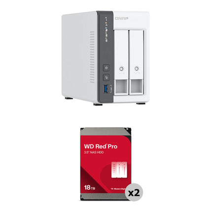 QNAP 36TB TS-216G NAS Caja 2 Bahías con 2 x 18TB 7200 rpm HDD