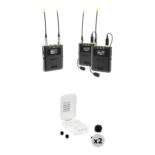Deity Microphones Theos Digital Sistema Inalámbrico Lavalier Doble 300m 8h Batería Kit Exterior Negro