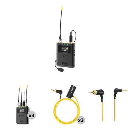 Deity Microphones Theos Camera Hop Kit Transmisión Digital 24-Bit 48 kHz 3 Receptores para Cámaras