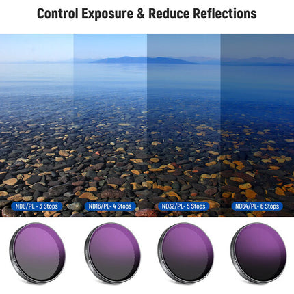 Neewer ND/PL 4-Filter Set para DJI Osmo Action 3 4 5 Pro filtros ND8 ND64