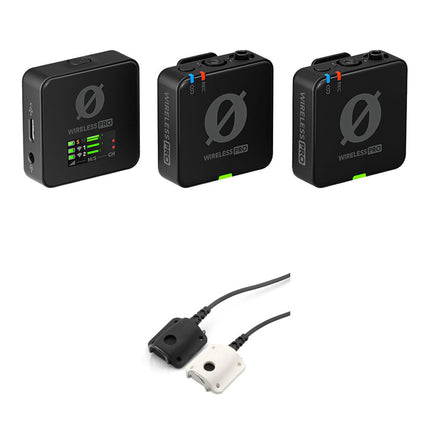 RODE Wireless PRO Sistema de Micrófono Inalámbrico para 2 Personas con Grabadora y 3 Lav Concealers Negro Blanco