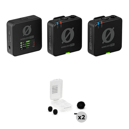 RODE Wireless PRO Sistema de Micrófono Inalámbrico 2 Personas con Kits Negros para Exterior y Grabadora