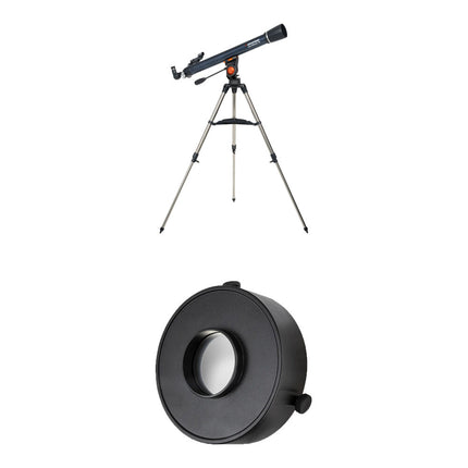 Celestron AstroMaster 70AZ telescopio refractor 70mm 900mm trípode acero filtro solar seguro