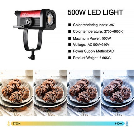 GVM SD500B AIO LED Bi Color Monolight 500W 23400 Lux 2700 6800K