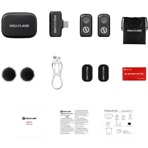 Hollyland LARK A1 Duo sistema de micrófono inalámbrico 2 personas con USB-C 9 horas batería 650 pies alcance