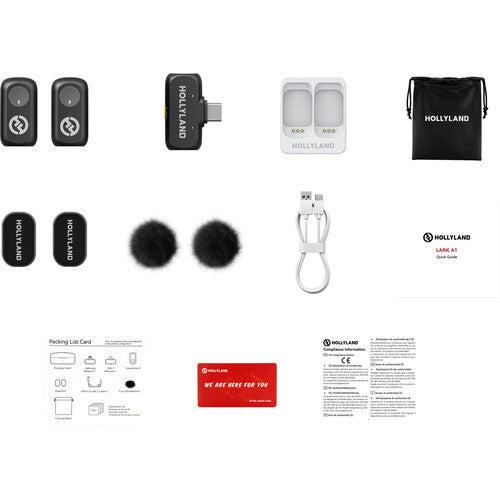 Hollyland LARK A1 Mini Duo Sistema Micrófono Inalámbrico 9H Batería 650ft Alcance USB-C