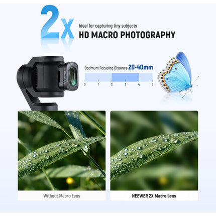 Neewer LS-64 Lente Macro 2x para DJI Osmo Pocket 3 Distancia 20-40mm Multicapa