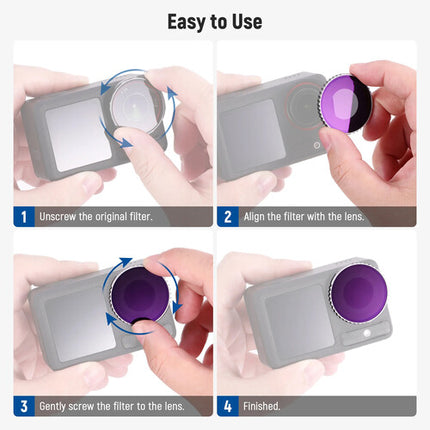 Set de 4 Filtros ND Neewer FL-B04 para DJI Action 4 5 Pro ND8 ND64