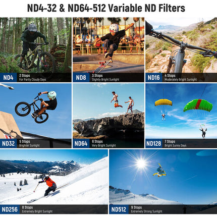 Neewer VND4-32 & VND64-512 Filtros Variables ND para GoPro HERO 9-13 con Estuche