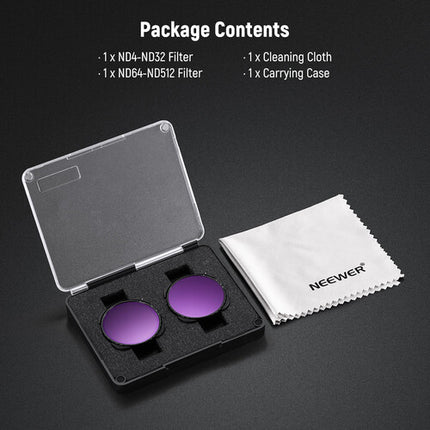 Neewer VND4-32 & VND64-512 Filtros Variables ND para GoPro HERO 9-13 con Estuche
