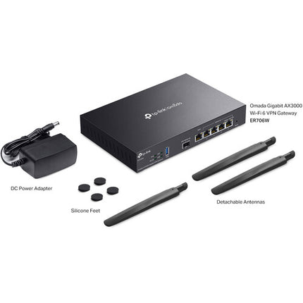 TP-Link ER706W Gateway VPN Gigabit Wi-Fi 6 AX3000 4 Puertos GbE SFP USB