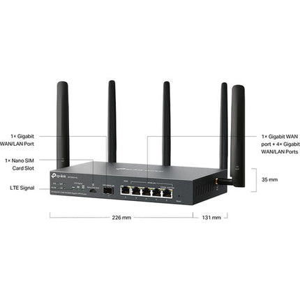 TP-Link ER706W-4G Puerta de Enlace VPN Gigabit Wi-Fi 6 AX3000 4G+ Cat6