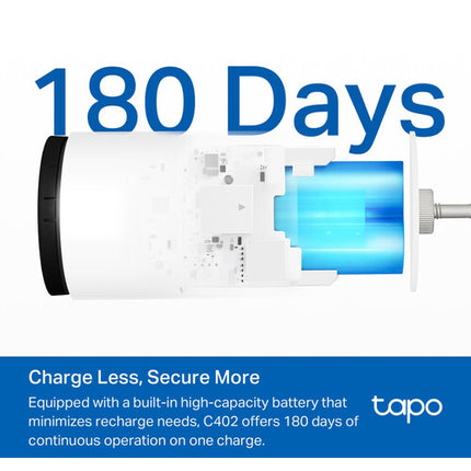 TP-Link Tapo C402 Cámara Exterior Inalámbrica 1080p Visión Nocturna 180 Días Batería