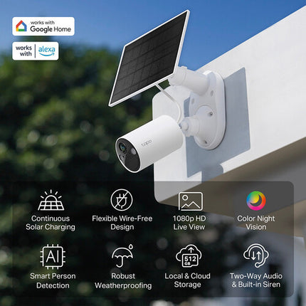 TP-Link Tapo C402 Kit Cámara de Seguridad Solar 1080p IP65 30m Visión Nocturna