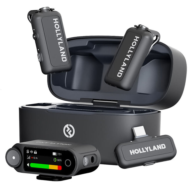 Hollyland LARK MAX 2 Combo Sistema Micrófono Inalámbrico Doble 11 Horas Batería Estuche de Carga