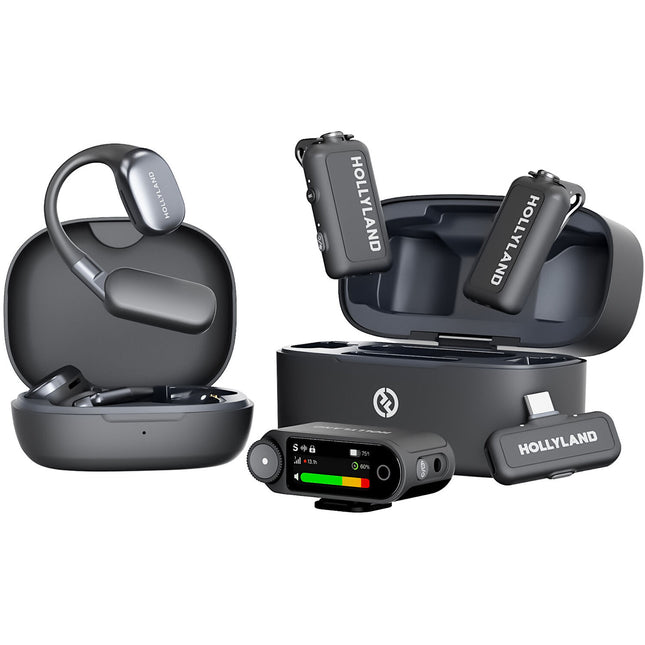 Hollyland LARK MAX 2 Sistema de Micrófono Inalámbrico para 2 con Auriculares y Batería de 11 Horas