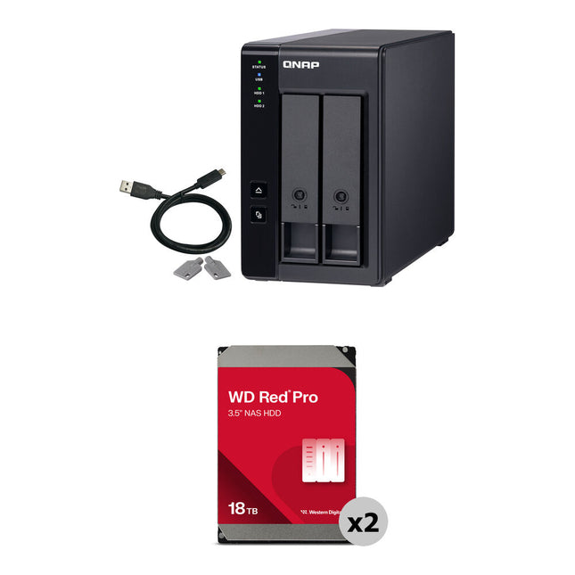 QNAP TR-002 Gabinete RAID USB 3.2 Gen 2 36TB 2 Bahías 7200 rpm