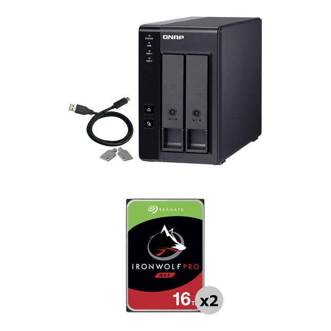 QNAP 32TB TR-002 Caja de Expansión RAID USB 3.2 Gen 2 Con 2 Bahías y HDD 16TB 7200 rpm