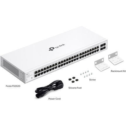 TP-Link Festa FS352GP Switch gestionado de red Gigabit 48 Puertos PoE+ 384W 4 SFP Rackmount