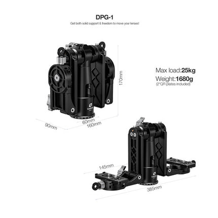 Leofoto DPG-1 Cabezal Cardán Doble para Dos Cámaras con Placas de Liberación Rápida