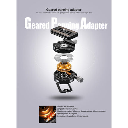 Leofoto GR-2 Adaptador Giratorio para Trípode con Base 360° y Placa Rápida 70mm