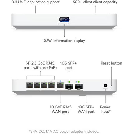 Ubiquiti UCG-FIBER Cloud Gateway Fibra 10G RJ45 PoE 30W Presencia