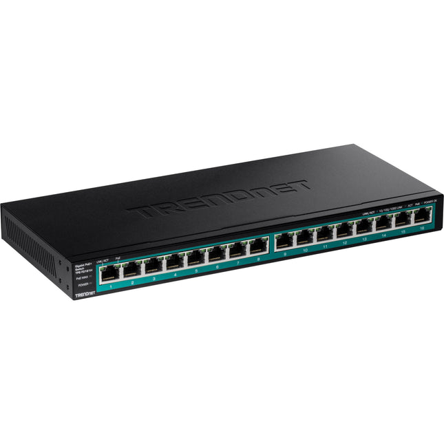 TRENDnet TPE-TG161H Switch de Red 16 Puertos Gigabit PoE+ 120W Rackmount
