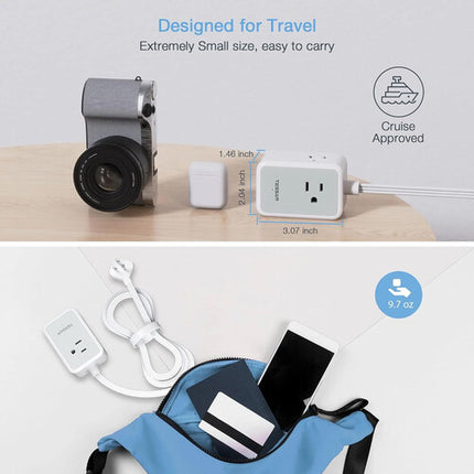 Tessan Cable Extensión Ultra Fino 5 Pies 3 Enchufes 3 Puertos USB
