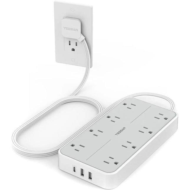Tessan Regleta de Energía con 8 Enchufes USB-A y USB-C 3 Puertos