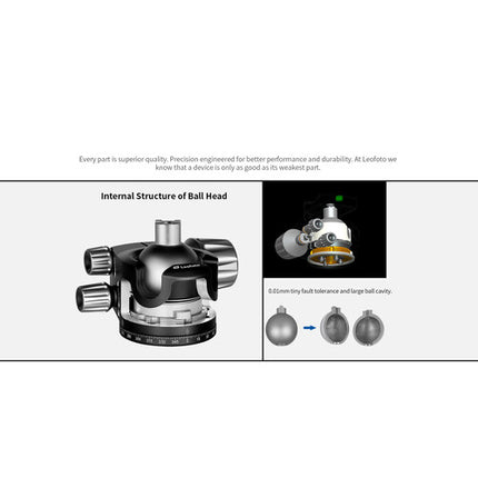 Leofoto LS-364CX Trípode de Fibra de Carbono con Cabezal Esférico LH-40 61.7" Altura de Trabajo 44.1 lb Capacidad