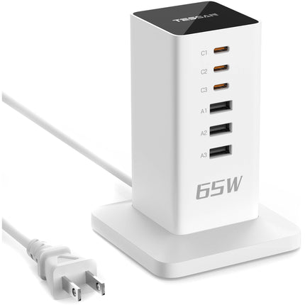 Tessan Station de Carga USB 65W 6 Puertos 3 USB-A 3 USB-C