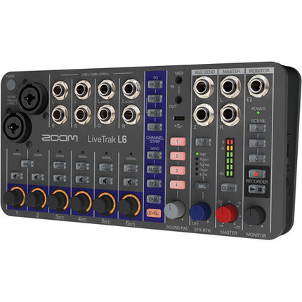 Zoom LiveTrak L-6 Mezclador Digital portátil 6 Canales Multitrack USB