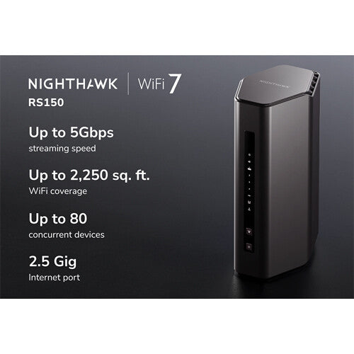 Netgear Nighthawk RS150 BE5000 Router Inalámbrico Wi-Fi 7 Dual-Banda 5 Gb/s 2250 Pies²