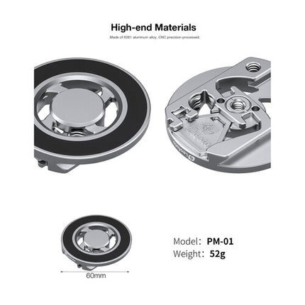 Leofoto Magnetic Quick-Mount Plate Placa Magnética CNC Aluminio Compatible MagSafe