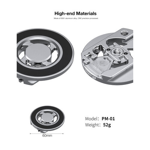 Leofoto Magnetic Quick-Mount Plate Placa Magnética CNC Aluminio Compatible MagSafe