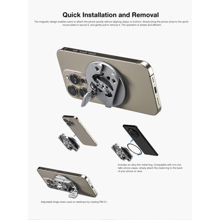 Leofoto Magnetic Quick-Mount Plate Placa Magnética CNC Aluminio Compatible MagSafe