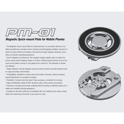 Leofoto Magnetic Quick-Mount Plate Placa Magnética CNC Aluminio Compatible MagSafe