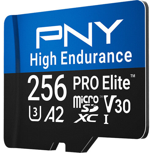 PNY 256GB PRO Elite High Endurance microSDXC Tarjeta Memoria con Adaptador SD y Velocidad 100MB/s