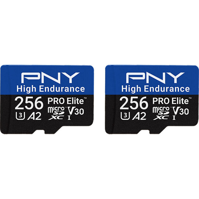 PNY 256GB PRO Elite microSDXC Tarjeta de Memoria Alta Durabilidad 100 MB/s 2-Pack con Adaptador SD