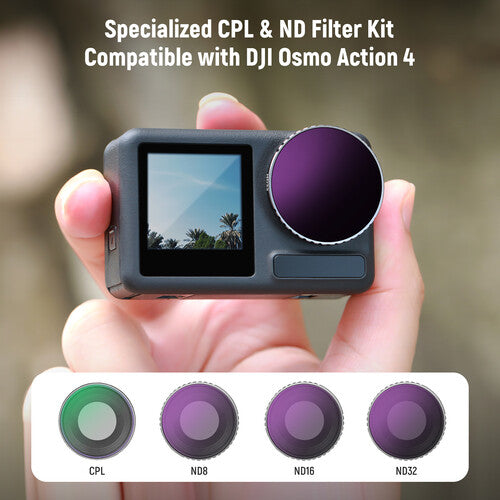 Neewer FL-A12 4 Filtros para DJI Osmo Action 4 y 5 Pro CPL ND8 ND16 ND32 con Estuche