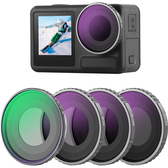 Neewer FL-A12 4 Filtros para DJI Osmo Action 4 y 5 Pro CPL ND8 ND16 ND32 con Estuche
