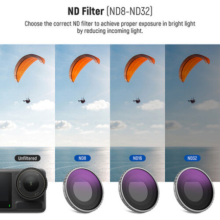 Neewer FL-A12 4 Filtros para DJI Osmo Action 4 y 5 Pro CPL ND8 ND16 ND32 con Estuche