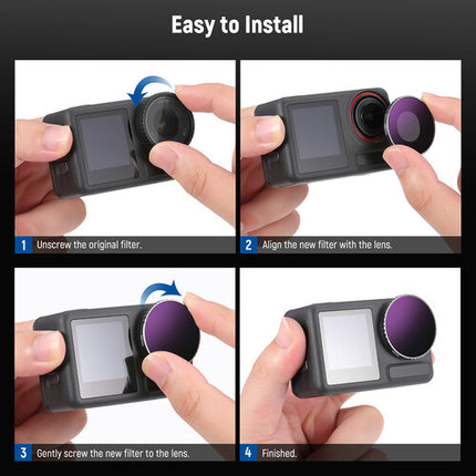 Neewer FL-A12 4 Filtros para DJI Osmo Action 4 y 5 Pro CPL ND8 ND16 ND32 con Estuche