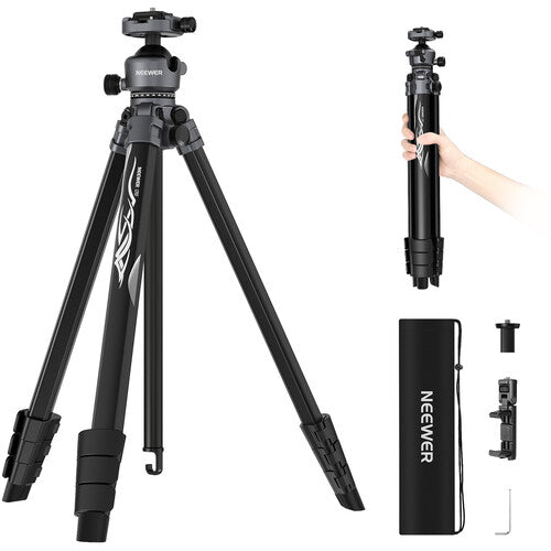 Neewer LT07 Trípode de Viaje de Aluminio con Cabezal Esférico 4 Secciones 61.6 pulgadas