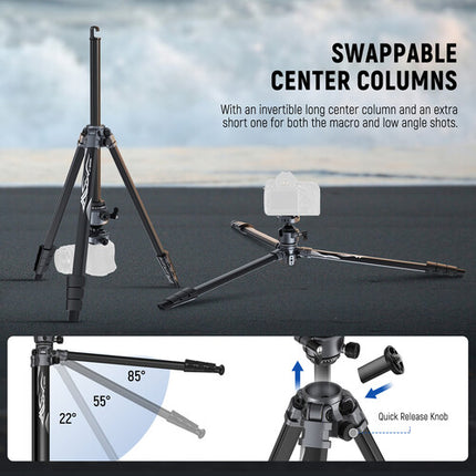 Neewer LT07 Trípode de Viaje de Aluminio con Cabezal Esférico 4 Secciones 61.6 pulgadas