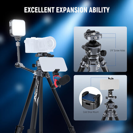 Neewer LT07 Trípode de Viaje de Aluminio con Cabezal Esférico 4 Secciones 61.6 pulgadas